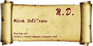 Mink Dénes névjegykártya